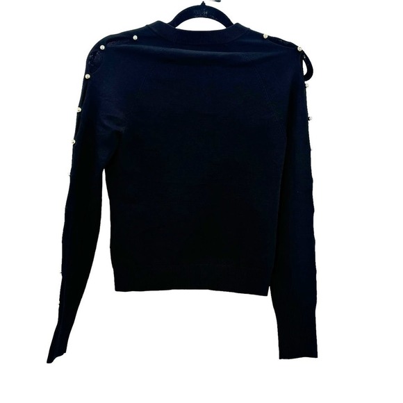 Jonathan Simkhai Womens Black Ryann Cutout Beaded Keyhole Sweater Top Size S NWT - Picture 6 of 12